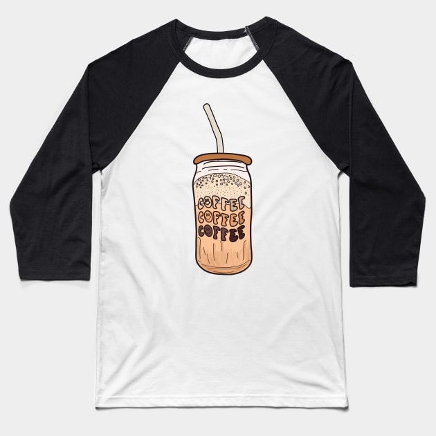 Kawaii aesthetic Iced coffee Baseball T-Shirt by CAFFEIN